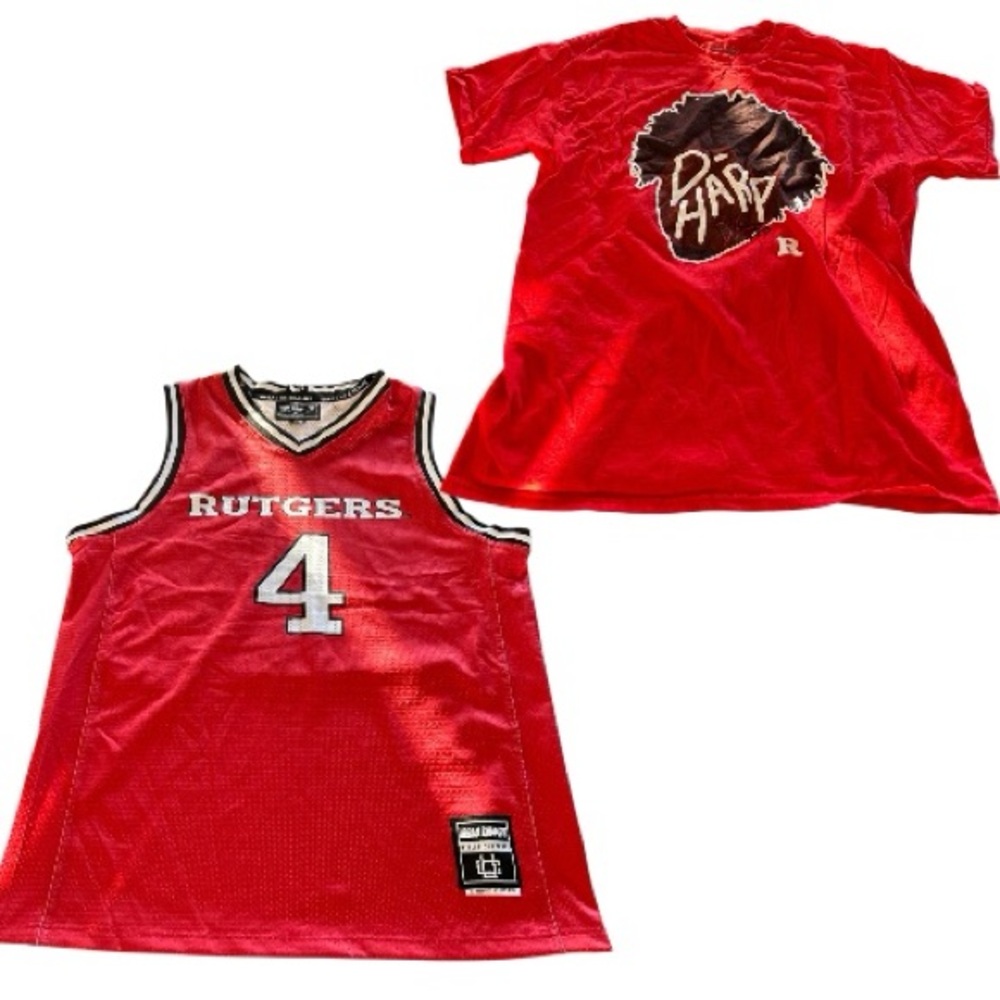 Rutgers basketball bundle jersey and t shirt red black size large